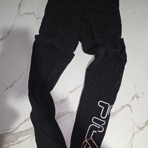 Black Women's Leggings with Multicolor Logo